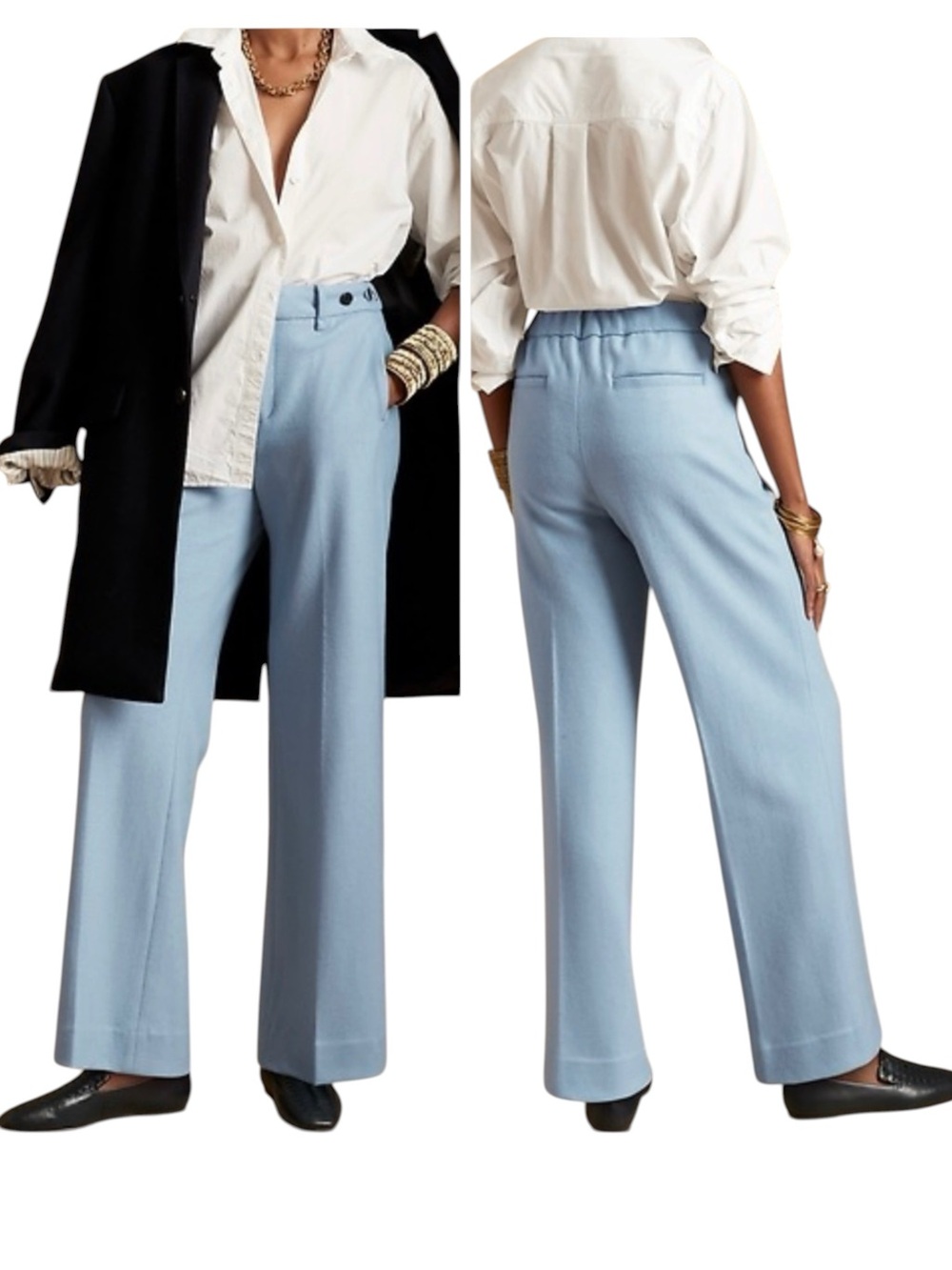 Banana Republic Wide Leg Wool Blend Pant Pajama Blue Size 12
